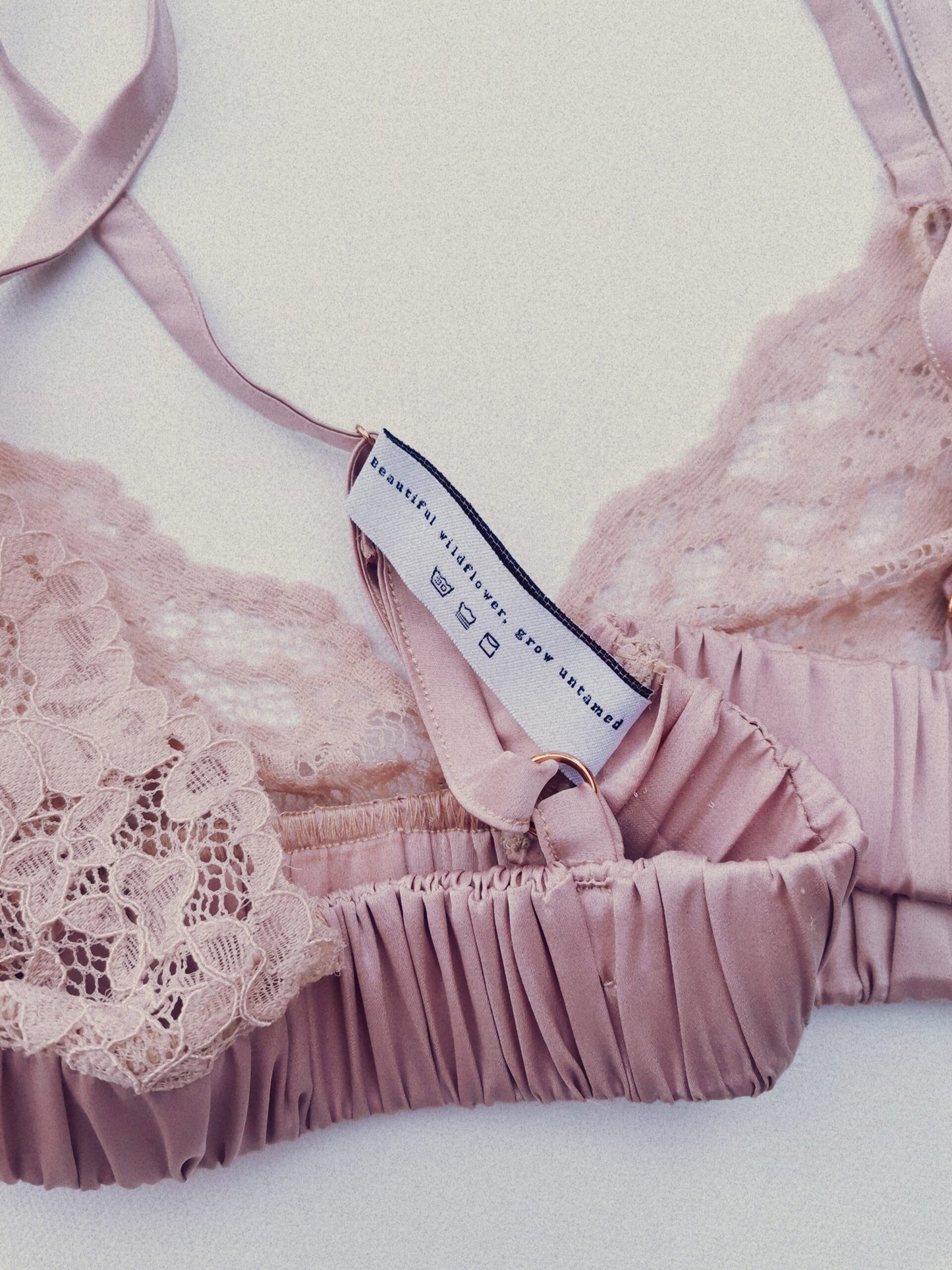 Bespoke pink lace bralet made by South African linen clothing and lounge wear designers.